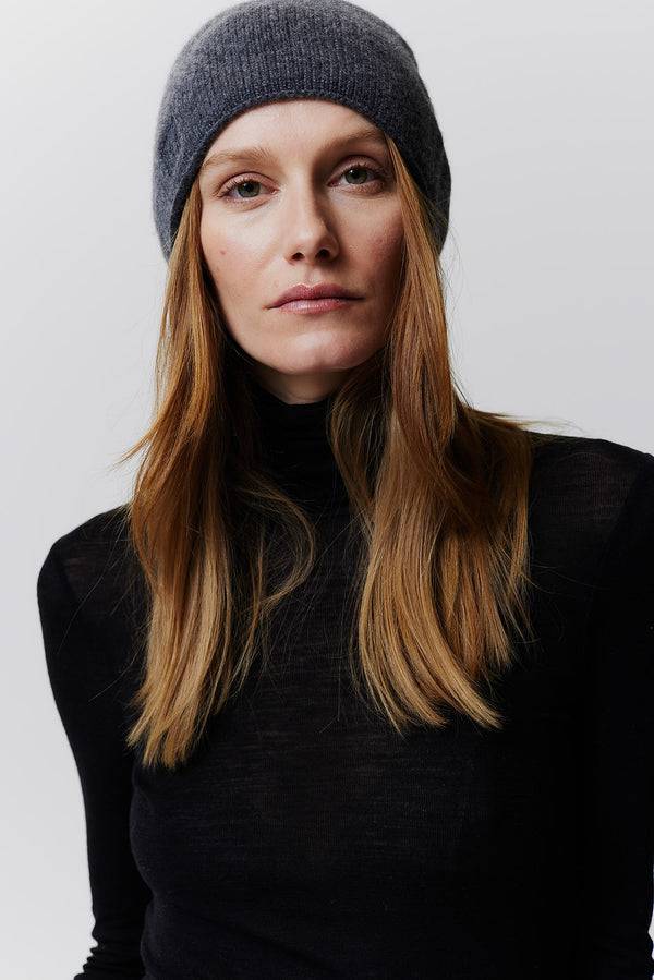 Prinz Berlin Kaschmir Beanie Fine Knit Graphit Zeitlich begrenztes Angebot