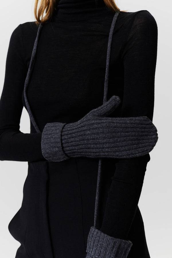 Prinz Berlin Kaschmir Mittens Rib Knit Graphit Exklusive Angebote