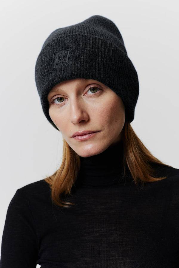 Prinz Berlin Kaschmir Beanie Classic Knit Graphit Blitzangebot