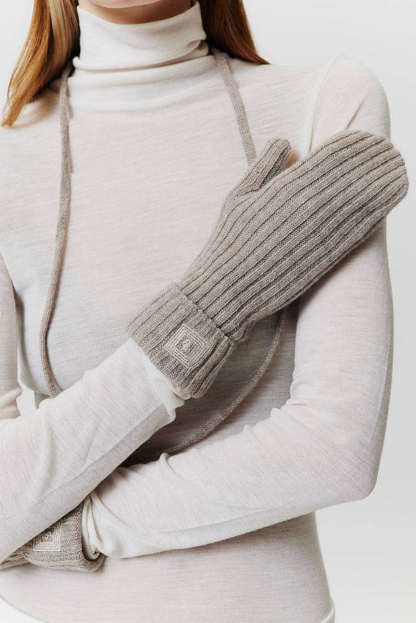 Prinz Berlin Kaschmir Mittens Rib Knit Beige Super Sparpreis
