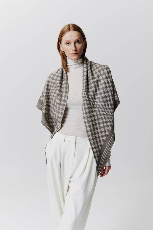 Prinz Berlin Kaschmir Triangle Jacquard Taupe Kostenlose Rückgabe