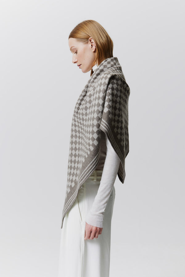 Prinz Berlin Kaschmir Triangle Jacquard Taupe Kostenlose Rückgabe