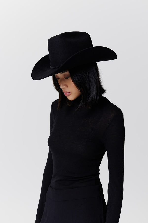 Prinz Berlin Merino Cowboy Hut Lifted Brim Schwarz Letzter Tag