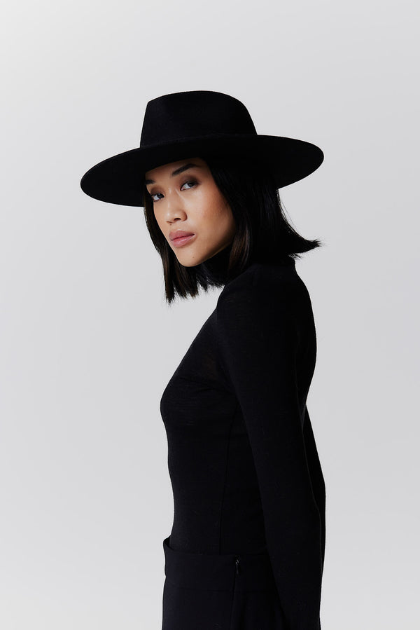 Prinz Berlin Merino Fedora Hut Classic Brim Schwarz Bis zu 50% Rabatt