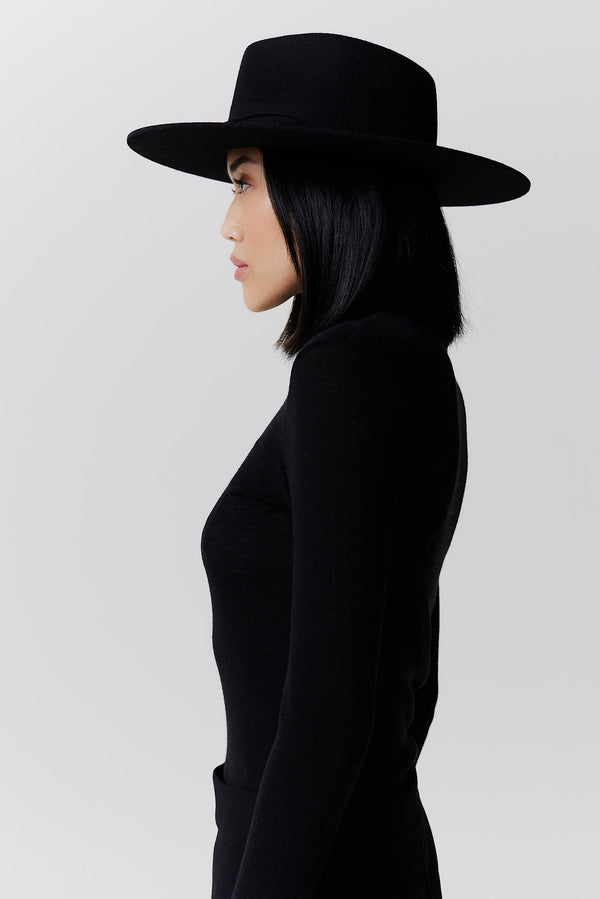 Prinz Berlin Merino Fedora Hut Classic Brim Schwarz Bis zu 50% Rabatt