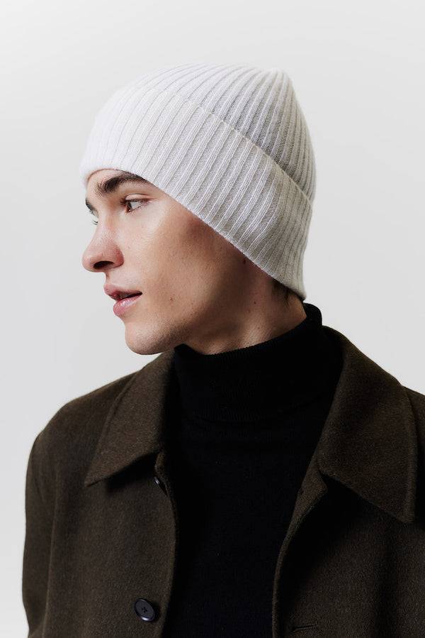 Prinz Berlin Kaschmir Beanie Rib Knit Off-White Discount Store für neue Produkte