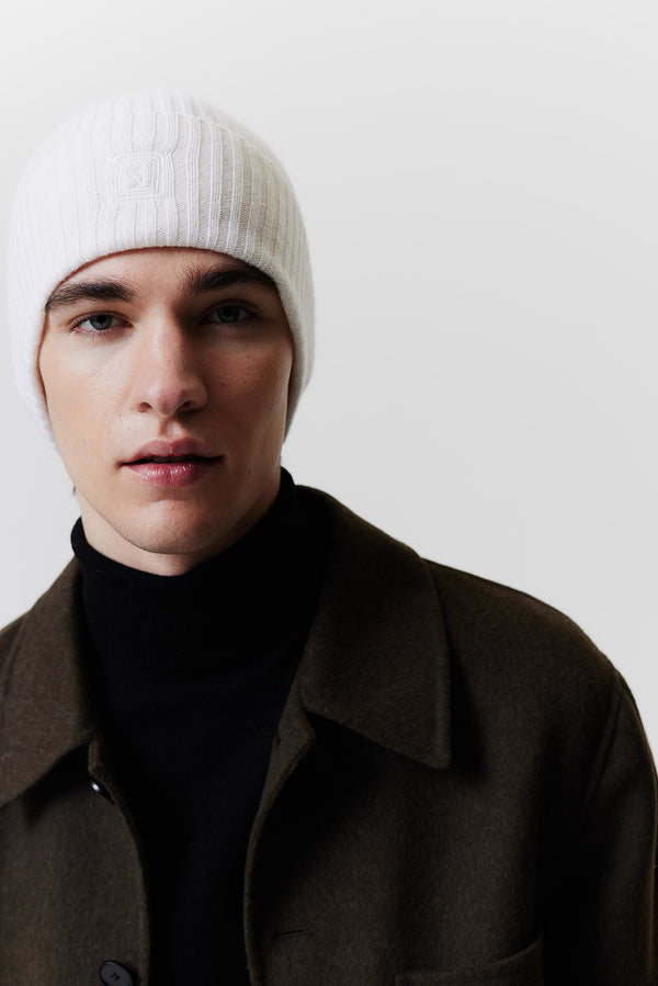 Prinz Berlin Kaschmir Beanie Rib Knit Off-White Discount Store für neue Produkte
