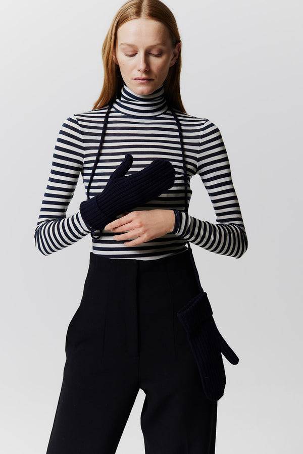 Prinz Berlin Kaschmir Mittens Rib Knit Dunkelblau zollfrei