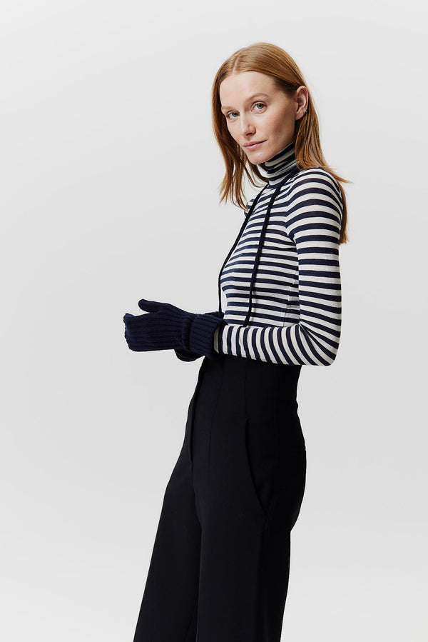 Prinz Berlin Kaschmir Mittens Rib Knit Dunkelblau zollfrei