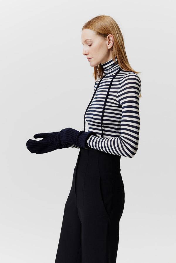 Prinz Berlin Kaschmir Mittens Rib Knit Dunkelblau zollfrei