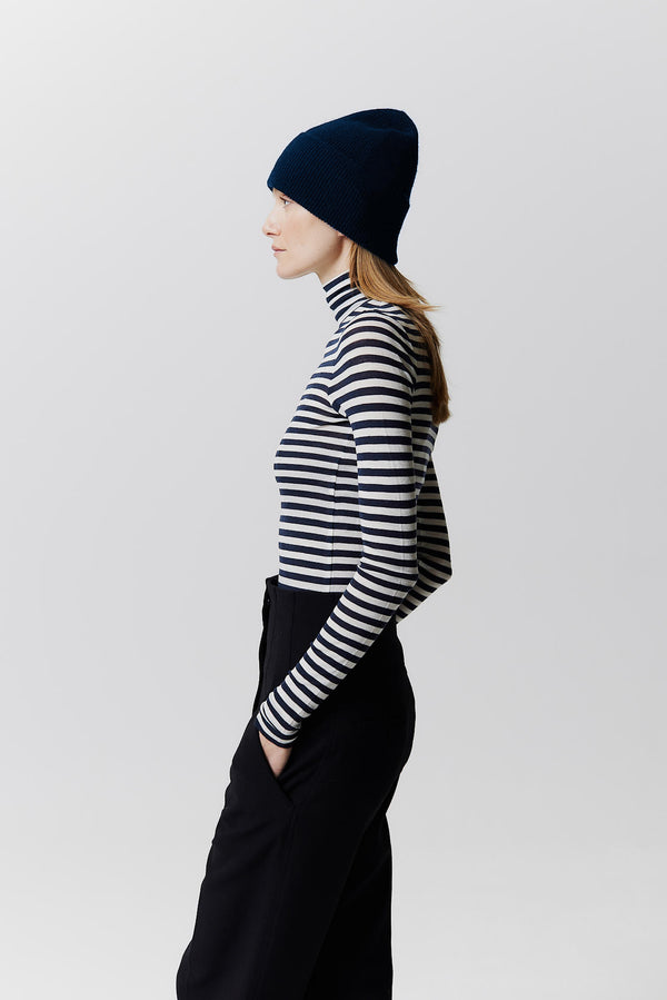 Prinz Berlin Kaschmir Beanie Classic Knit Dunkelblau 50% Rabatt für begrenzte Zeit
