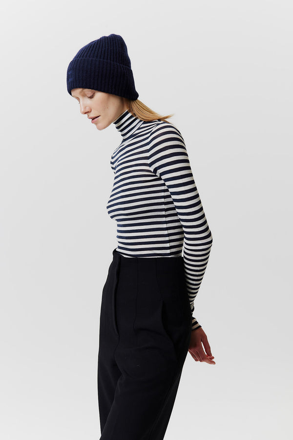 Prinz Berlin Kaschmir Beanie Rib Knit Dunkelblau Rabatte dieses Monats