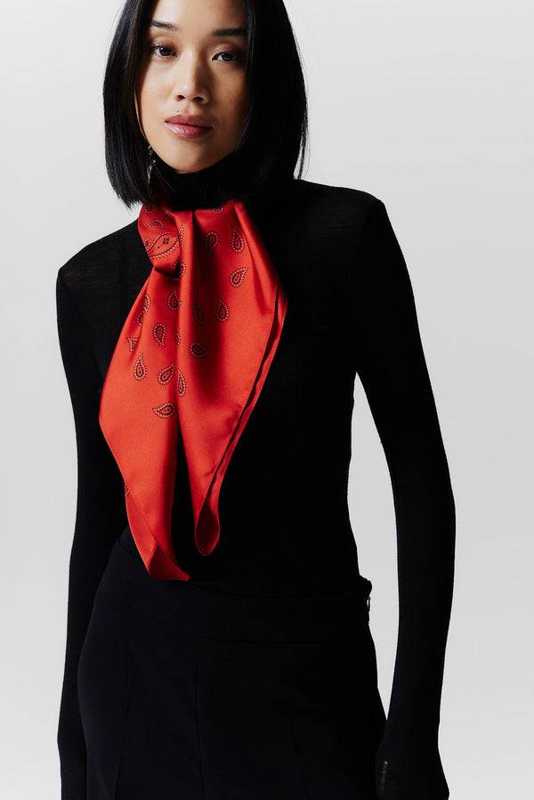 Prinz Berlin Seidentuch Paisley 90 Rot im Angebot