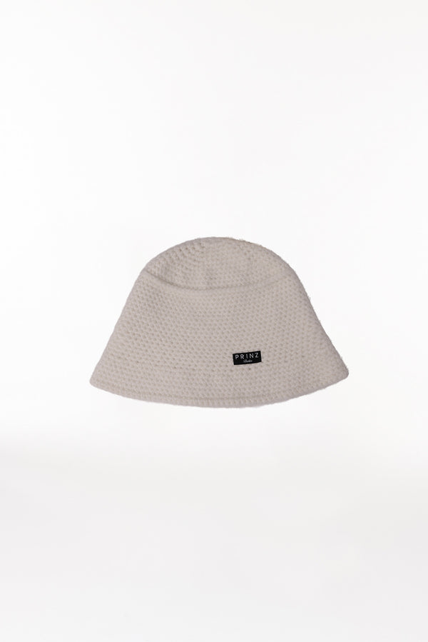 Prinz Berlin Kaschmir Bucket Hat Hand Crochet Weiß Sonderangebot