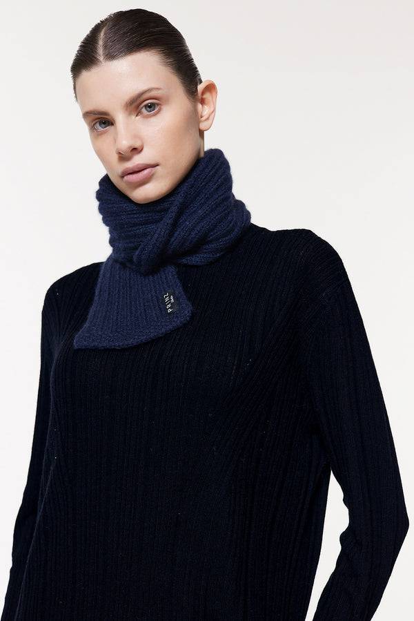 Prinz Berlin Kaschmir Kurzschal Hand Knit Dunkelblau Großer Ausverkauf