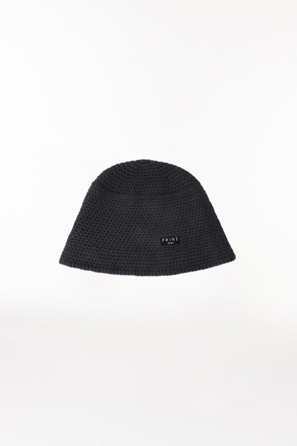 Prinz Berlin Kaschmir Bucket Hat Hand Crochet Schwarz Flash Sale