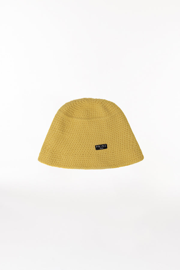 Prinz Berlin Kaschmir Bucket Hat Hand Crochet Gelb Exklusivangebot