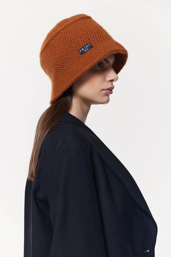 Prinz Berlin Kaschmir Bucket Hat Hand Crochet Karamell Saisonschlussverkauf