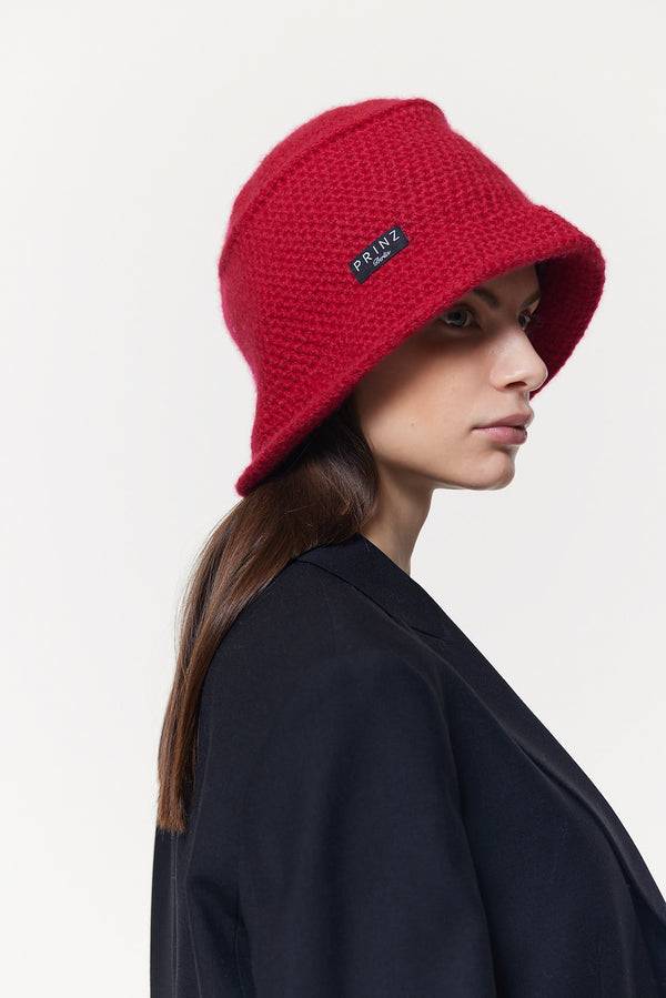Prinz Berlin Kaschmir Bucket Hat Hand Crochet Rot Cyber Monday