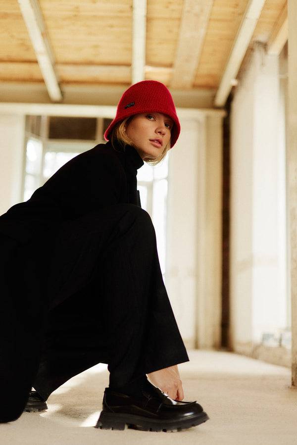Prinz Berlin Kaschmir Bucket Hat Hand Crochet Rot Cyber Monday