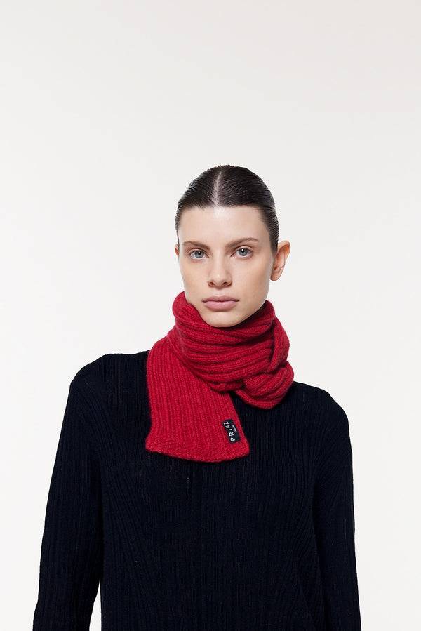 Prinz Berlin Kaschmir Kurzschal Hand Knit Rot Weihnachtsangebot