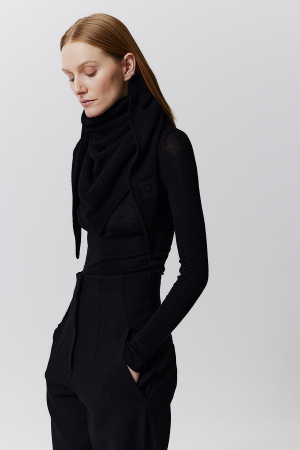 Prinz Berlin Kaschmir Triangle Fine Knit Schwarz Saisonale Angebote
