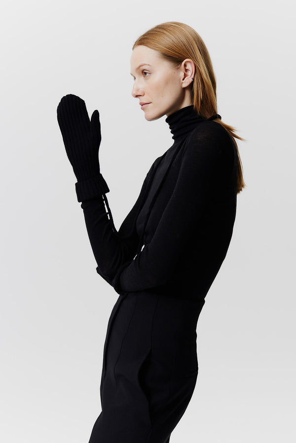 Prinz Berlin Kaschmir Mittens Rib Knit Schwarz Tägliche Deals