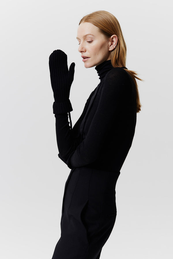 Prinz Berlin Kaschmir Mittens Rib Knit Schwarz Tägliche Deals
