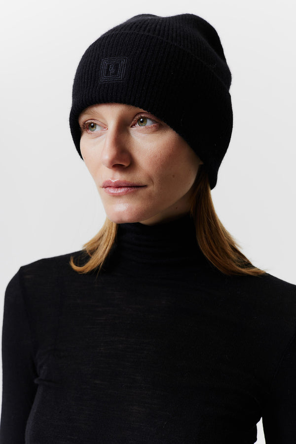 Prinz Berlin Kaschmir Beanie Classic Knit Schwarz Sonderangebote