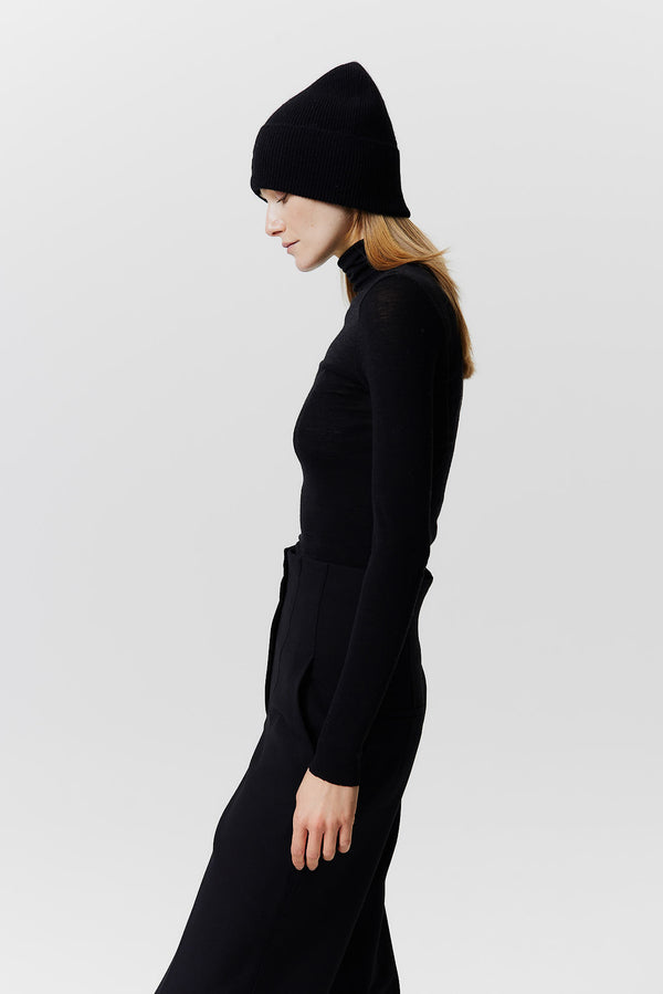 Prinz Berlin Kaschmir Beanie Classic Knit Schwarz Sonderangebote