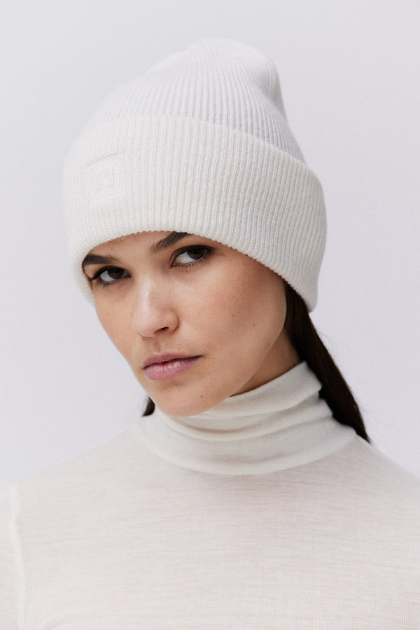 Prinz Berlin Kaschmir Beanie Classic Knit Off-White Super Sparpreis