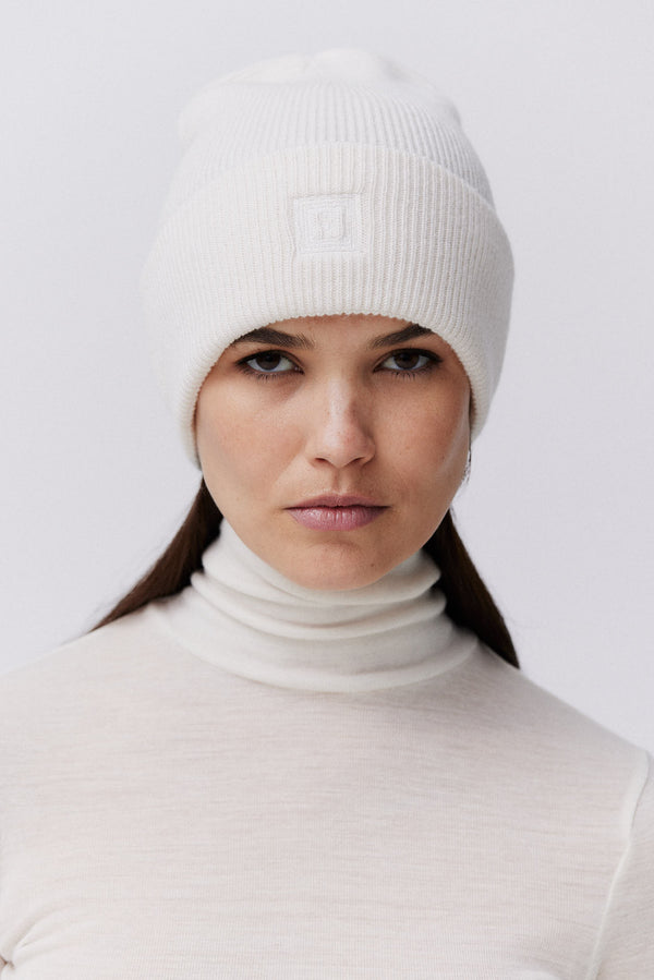 Prinz Berlin Kaschmir Beanie Classic Knit Off-White Super Sparpreis