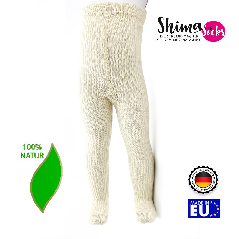 Shimasocks Baby Strumpfhose Emmi 100% kbT BIO Wolle Schurwolle - kontrolliert biologisch, Babystrumpfhose hält warm, beige cream, natur - Kinderstrumpfhosen Black Friday