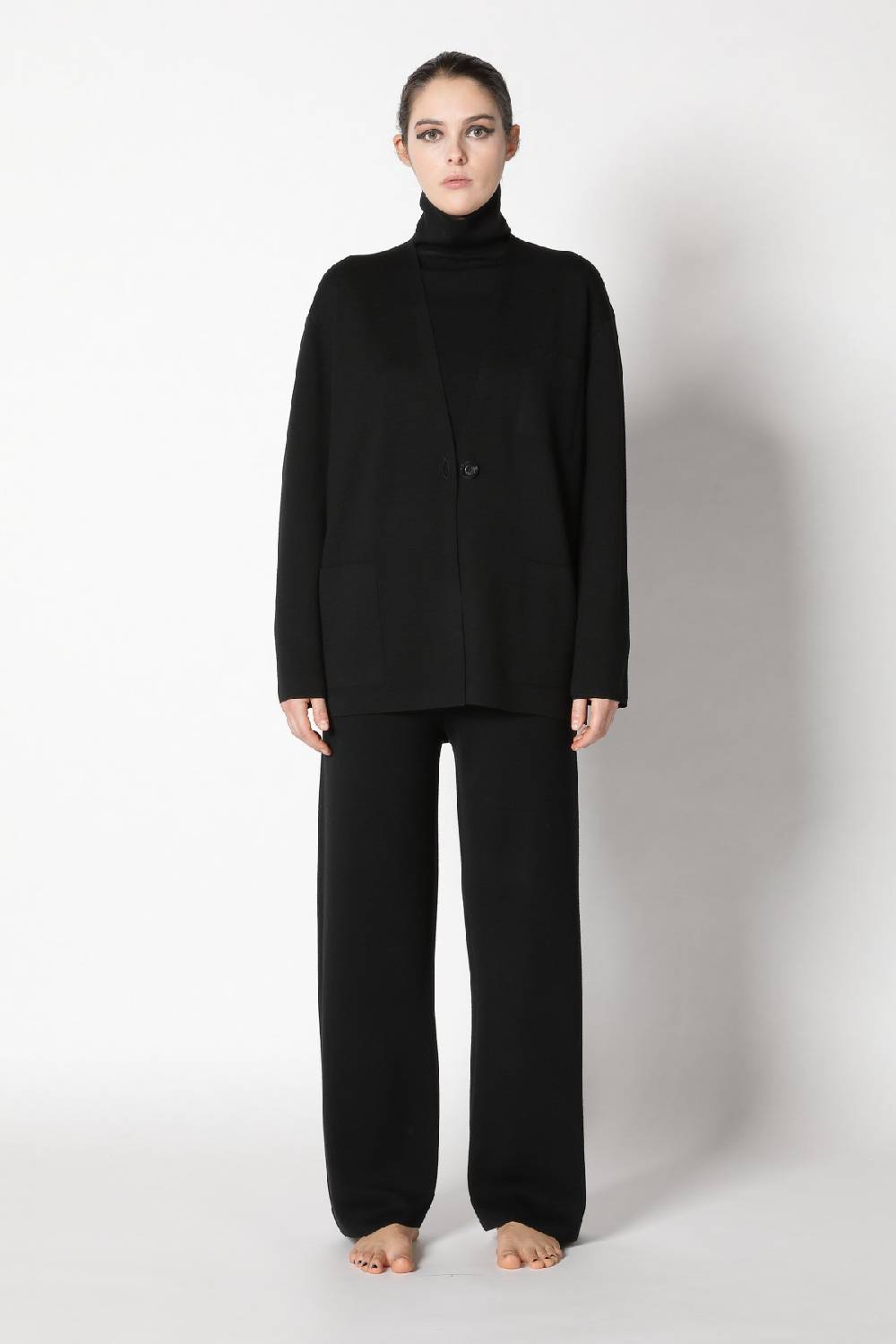 Sminfinity milano one button jacket + milano turtle jumper + milano palazzo pants Online Shopping