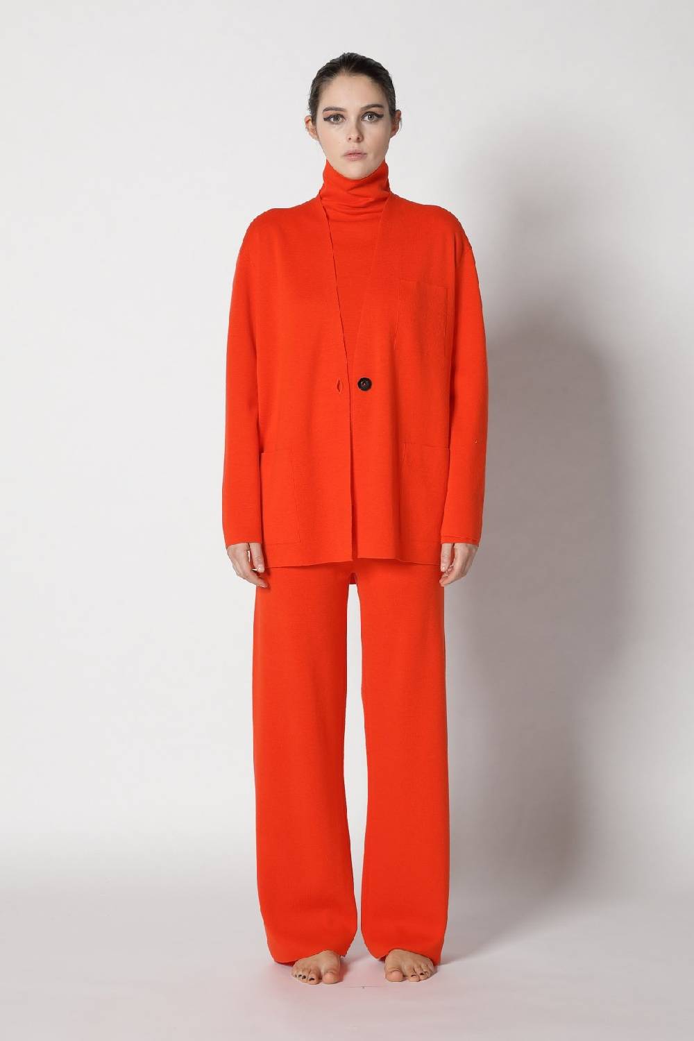 Sminfinity milano one button jacket + milano turtle jumper + milano palazzo pants Online Shopping