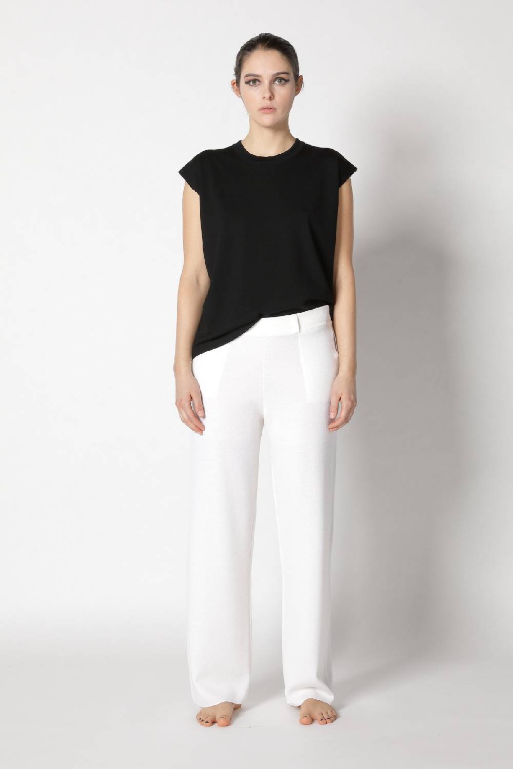 Sminfinity stretchy shell top + contrast mouliné scarf + milano palazzo pants Weihnachtsangebot