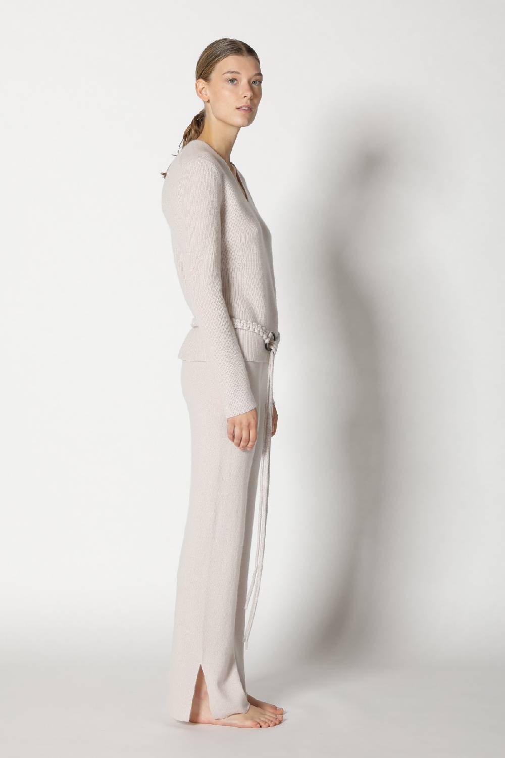 Sminfinity pure fitted rib V neck + pure slitted pants + hang loose ring belt Bis zu 60% Rabatt