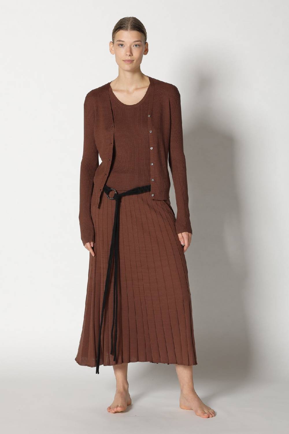 Sminfinity silky rib cardy + silky rib tank top + silky sun rib skirt + hang loose ring belt Bis zu 55% Rabatt