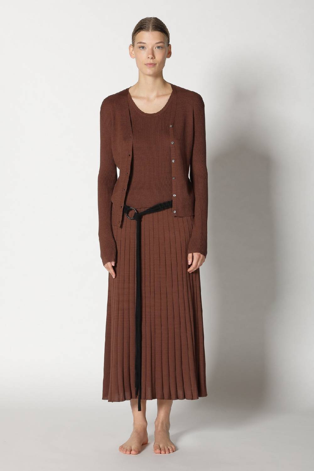 Sminfinity silky rib cardy + silky rib tank top + silky sun rib skirt + hang loose ring belt Bis zu 55% Rabatt