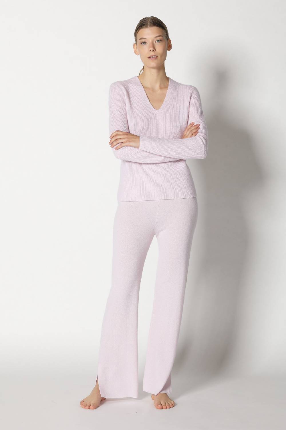 Sminfinity pure fitted V neck + pure slitted pants Clearance-Verkauf