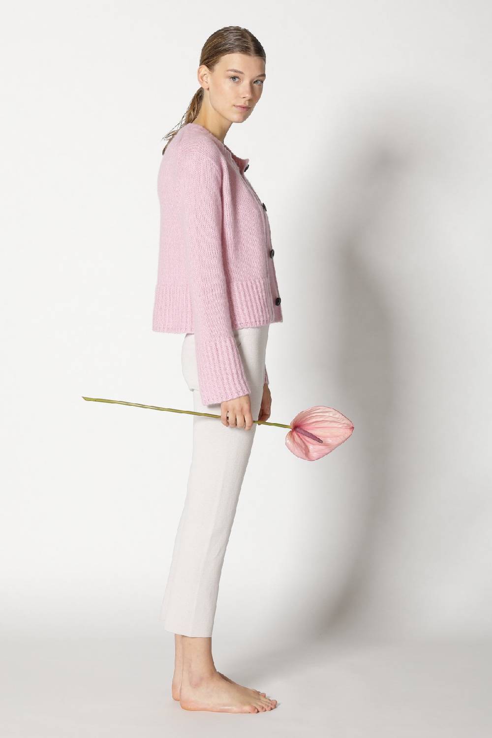Sminfinity fluffy cropped jacket + silky rib tank top + silky cropped pants 2025