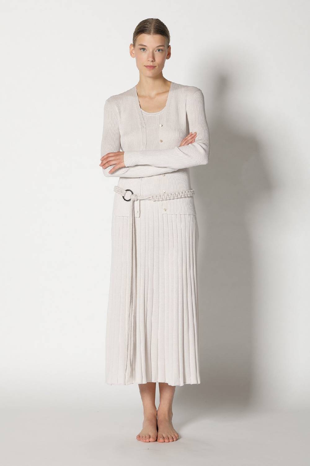 Sminfinity silky rib cardy + silky rib tank top + silky sun rib skirt + hang loose ring belt im Angebot