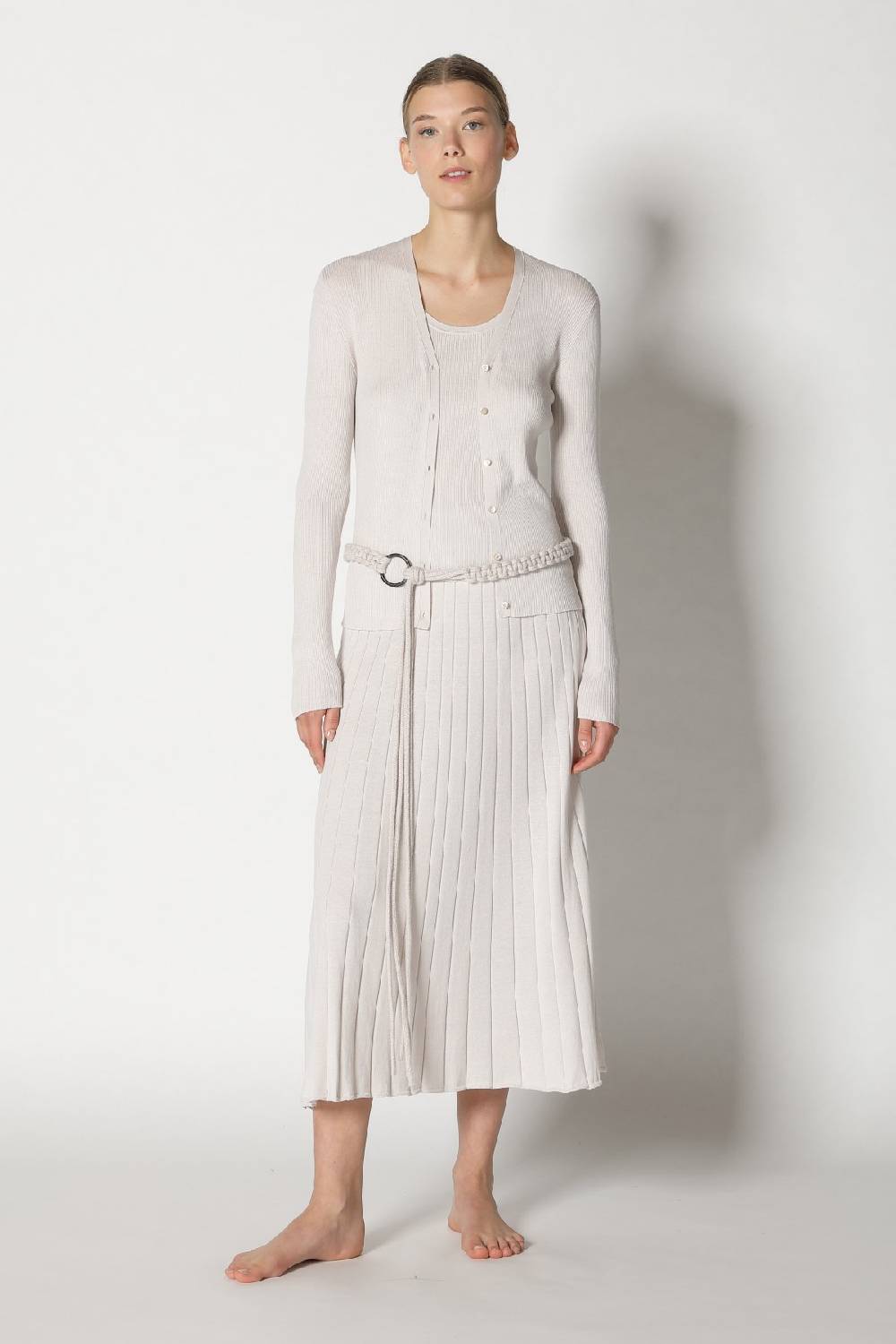 Sminfinity silky rib cardy + silky rib tank top + silky sun rib skirt + hang loose ring belt im Angebot