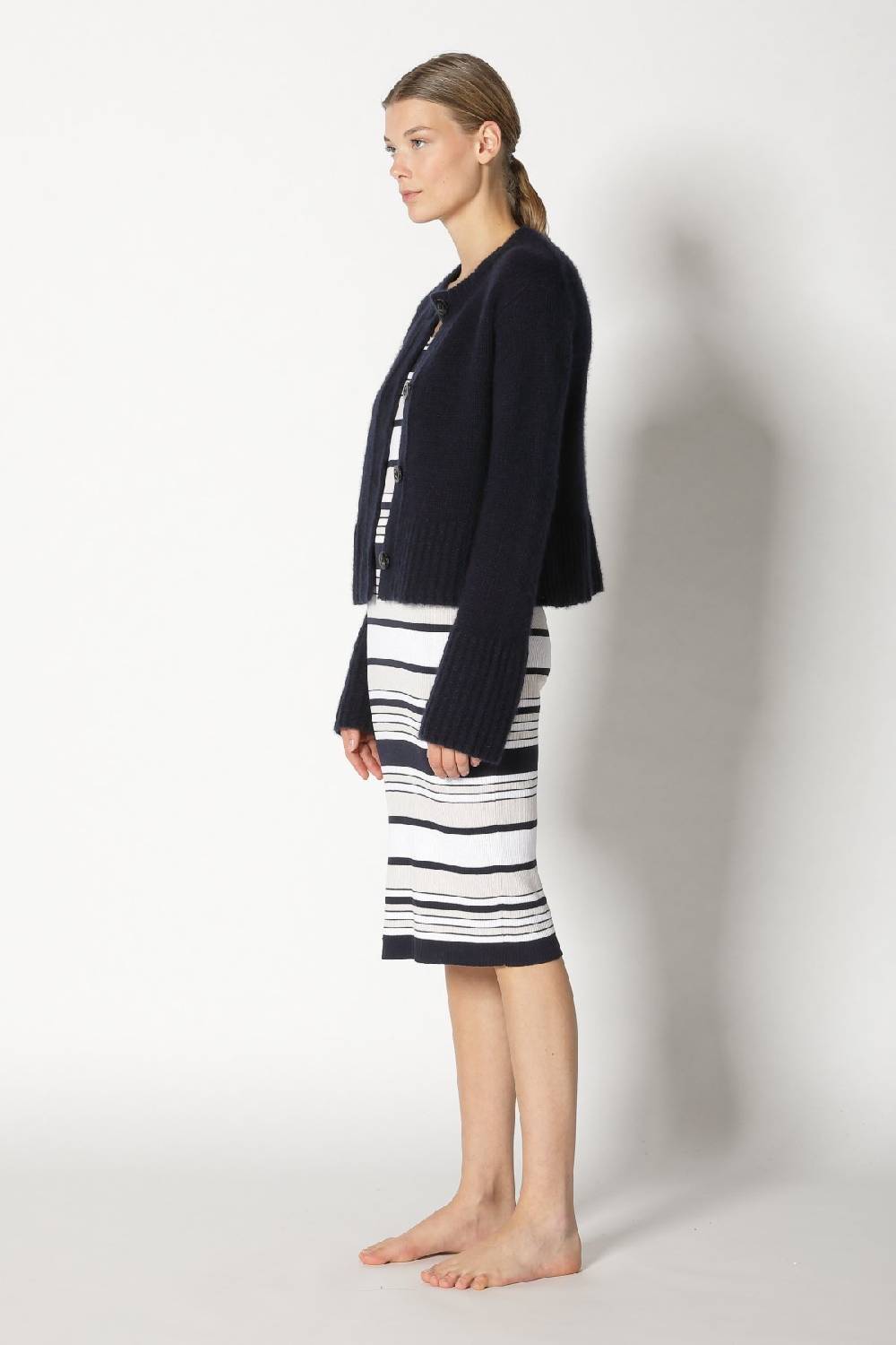 Sminfinity fluffy cropped jacket + silky rib stripe tank dress Limitierter Zeitrabatt