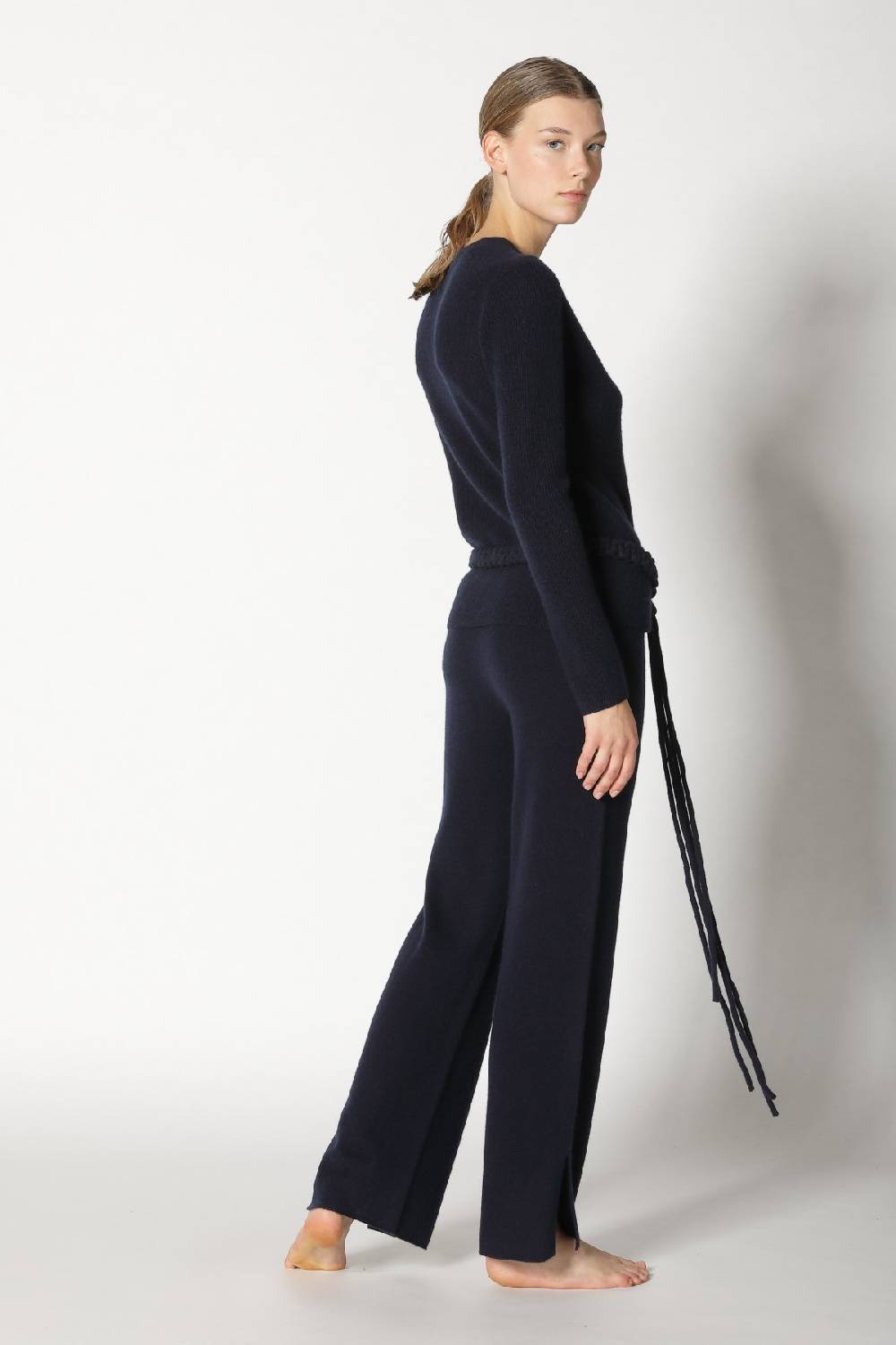 Sminfinity pure fitted V neck + pure slitted pants + hang loose ring belt Günstig kaufen