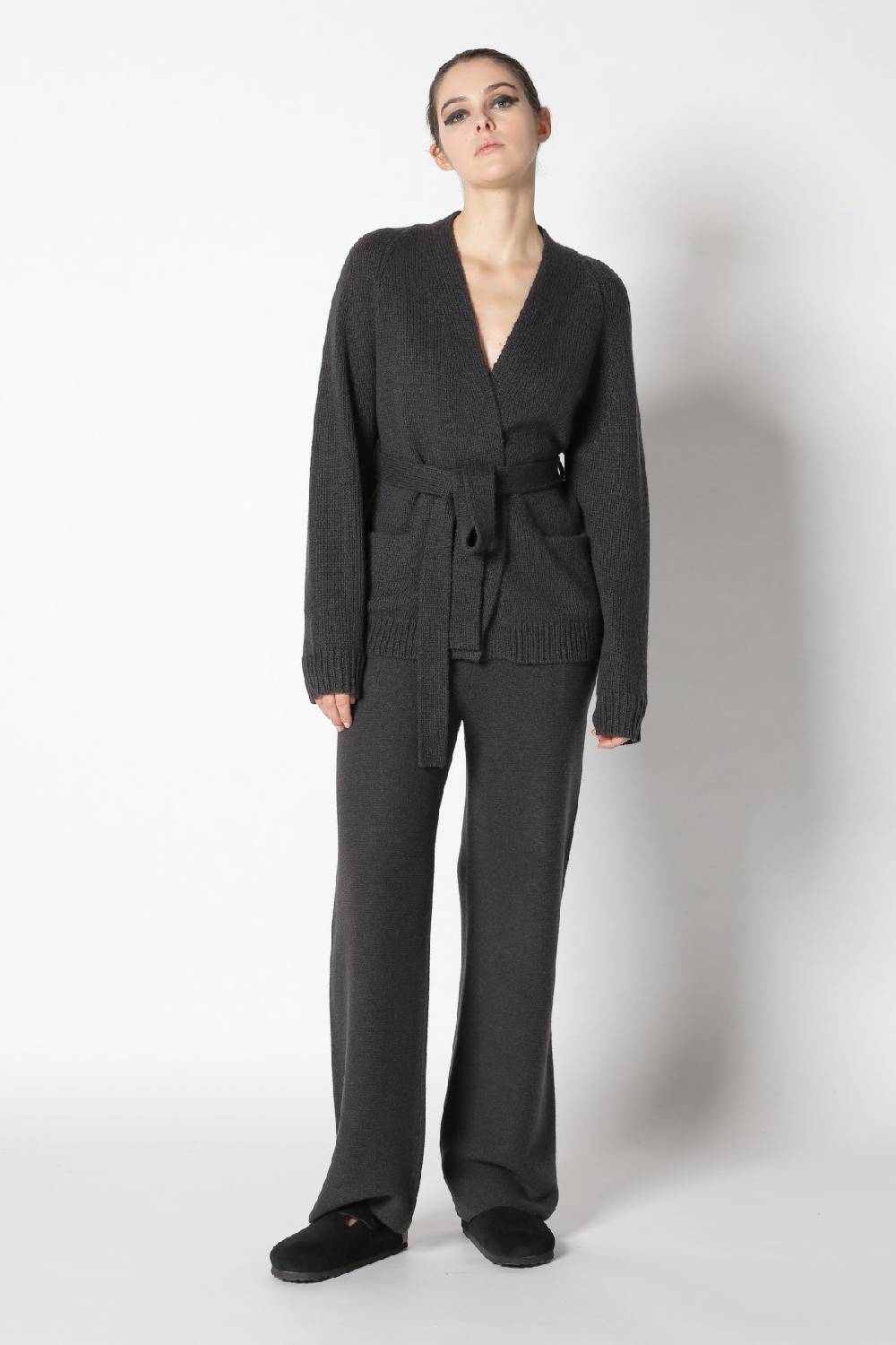 Sminfinity airy belted jacket + garter palazzo pants Hotsell