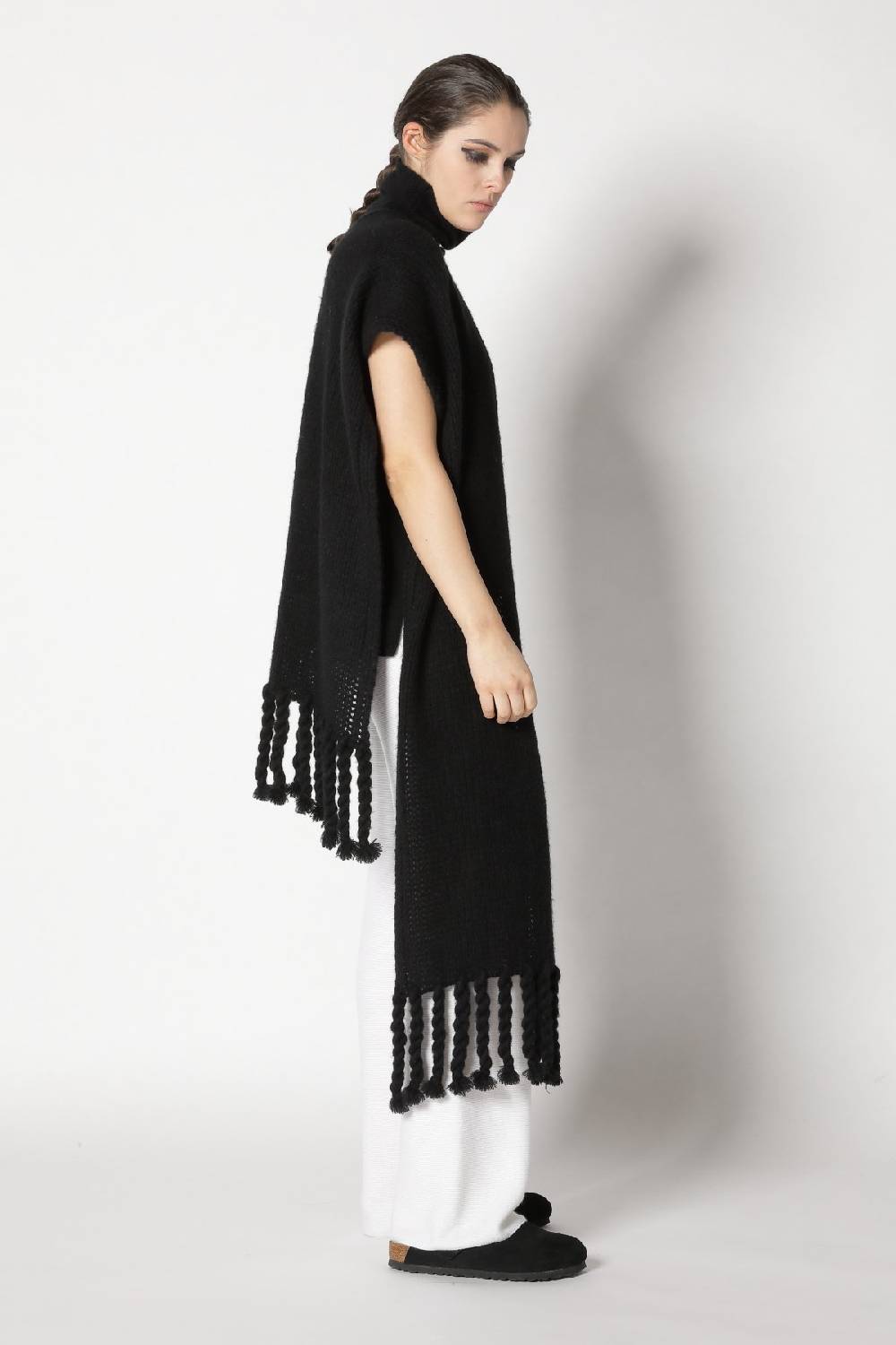 Sminfinity blurry turtle top + blurry chunky scarf + garter palazzo pants Fabrik Onlineshop