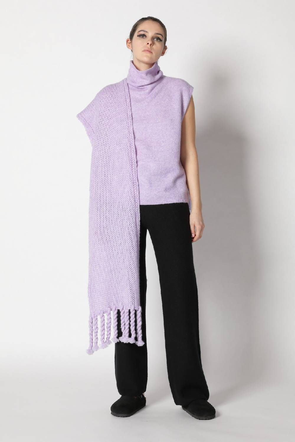 Sminfinity blurry turtle top + blurry chunky scarf + garter palazzo pants Sonderangebot