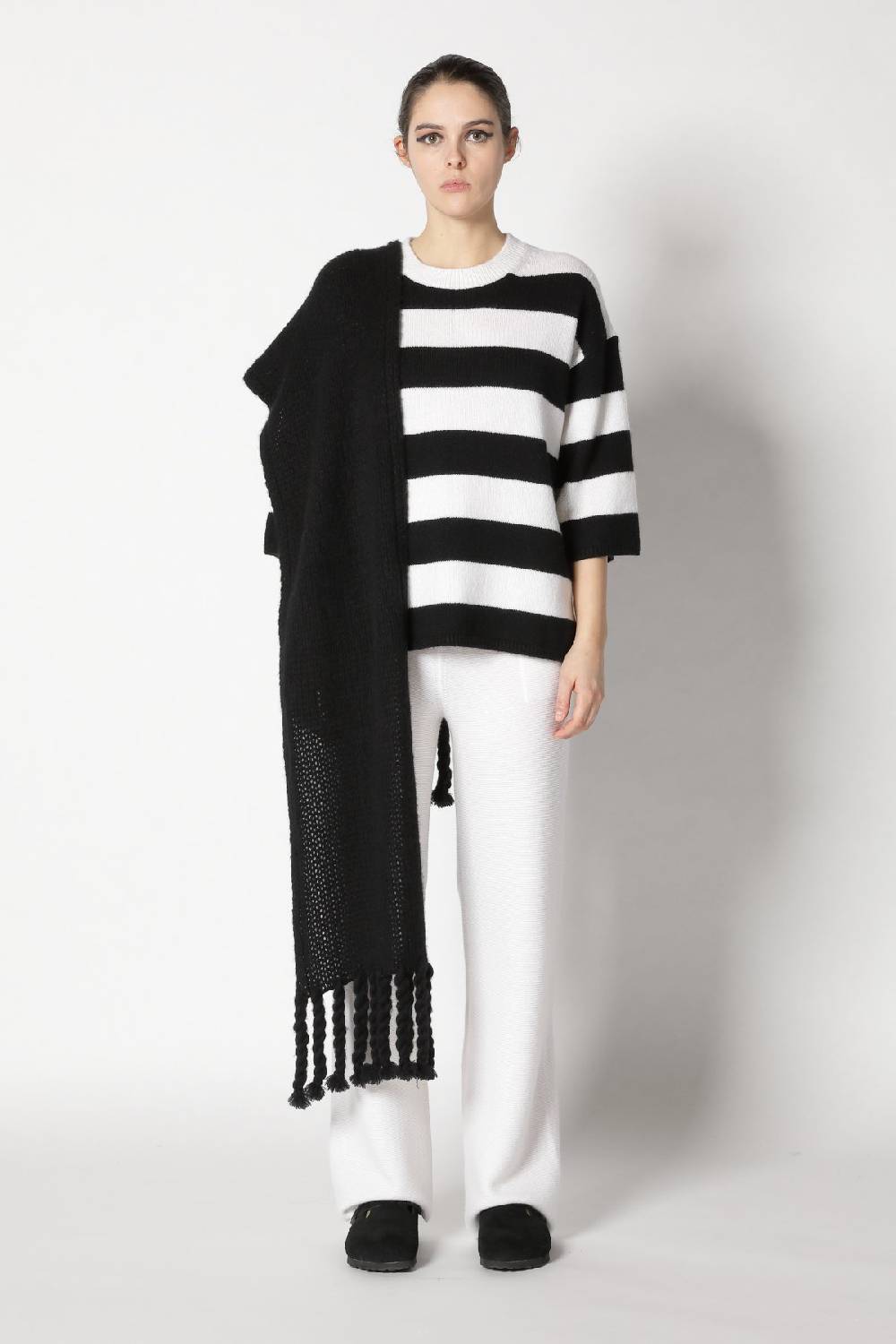 Sminfinity blurry stripe jumper + blurry chunky scarf + garter palazzo pants Versandkostenfrei