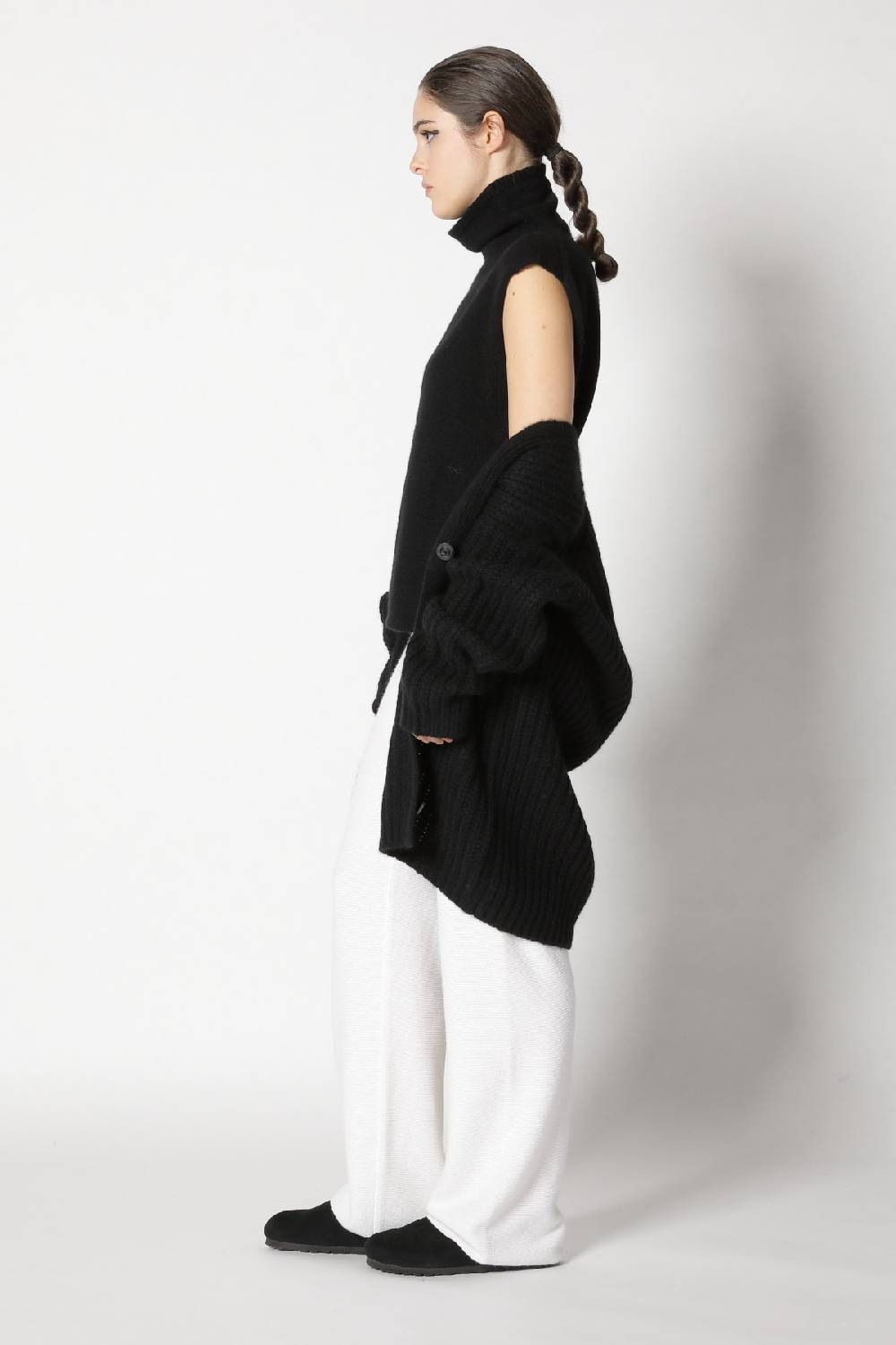 Sminfinity blurry turtle top + blurry chunky cardy + garter palazzo pants Flash Sale